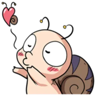 💋 หอยทาก, ความรัก, น่ารัก, การ์ตูน, สัตว์, คาวาอิ, หัวใจ, โรแมนติก telegram sticker