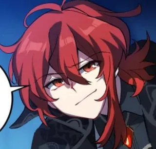 🌟 Diluc Genshin Impact anime, rambut merah, video game, karakter, Genshin Impact whatsapp sticker