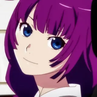 🎭 Hitagi Senjougahara Bakemonogatari Anime, fioletowe włosy, niebieskie oczy, Hitagi Senjougahara, Bakemonogatari telegram sticker