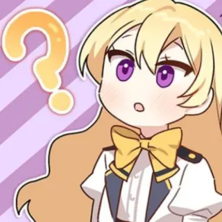 🥡 Anime, Pergunta, Fofa, Garota, Cabelo Loiro, Olhos Roxos telegram sticker