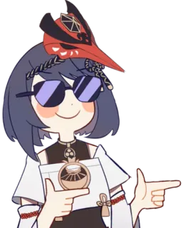 🍁 Kujou Sara Genshin Impact Anime, Game, Kujou Sara, Genshin Impact, Kacamata hitam whatsapp sticker