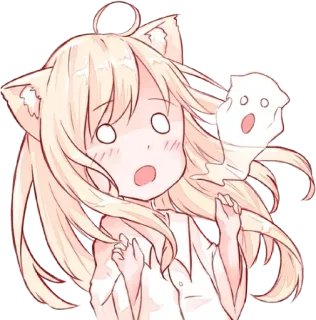 💖 Аниме, Девушка-кошка, Призрак, Испуганный, Милый, Каваий telegram sticker