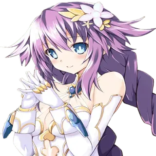 🙏 Purple Heart Hyperdimension Neptunia Anime, Jeu vidéo, Cheveux violets, Mignon, Femme, Personnage telegram sticker