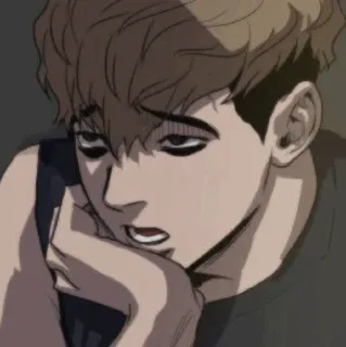 🤔 Yoonbum Killing Stalking uomo, triste, Killing Stalking, anime, manga telegram sticker
