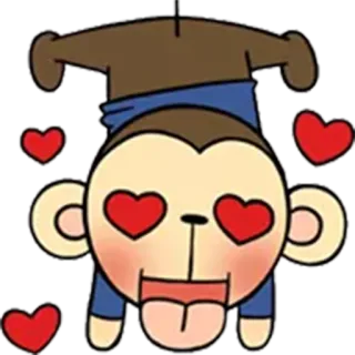 😍 mono, corazones, amor, dibujos animados, lindo, animal, juguetón telegram sticker