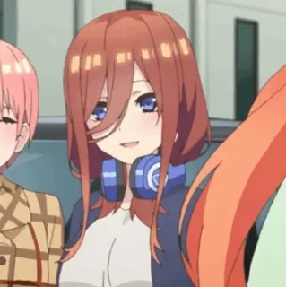 🐾 Miku Nakano The Quintessential Quintuplets Anime, Ragazza, Cuffie, Carino, Personaggio telegram sticker