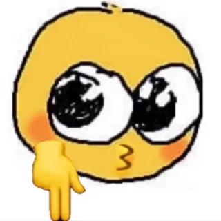 😗 Emoji, Ilustrasi, Karakter, Tangan, Menunjuk, Kuning whatsapp sticker