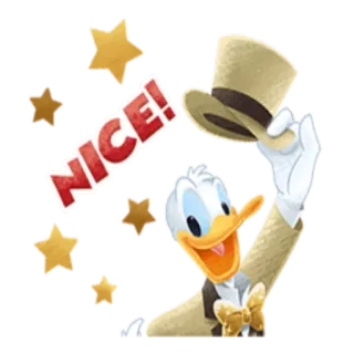 🙃 Donald Duck NICE! Дональд Дак, Дисней, Мультфильм, Милый, Праздник, Звезды telegram sticker