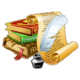 📚 books, scroll, quill, ink, education, writing telegram sticker