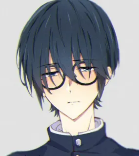 😕 Аниме, Парень, Очки, Манга, Школьная форма, Мужской telegram sticker