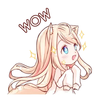 😳 WOW anime, cute, wow, girl, cartoon whatsapp sticker
