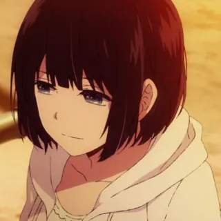 🎐 Anime, Mädchen, Kurze Haare, Weißer Hoodie, Charakter, Porträt telegram sticker