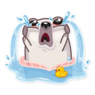 😭 pleurer, triste, larmes, ours, canard, émotionnel whatsapp sticker