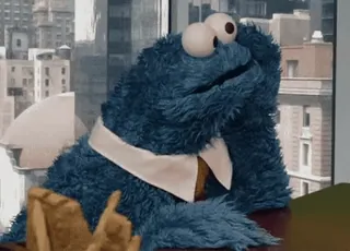 🫤 Cookie Monster Sesame Street коржик, улица сезам, монстр, синий, офис, смешной telegram sticker