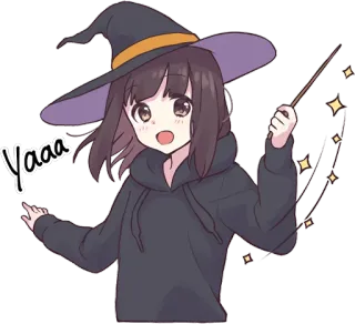 😃 Yaaa witch, magic, anime, girl, cartoon, sparkles telegram sticker