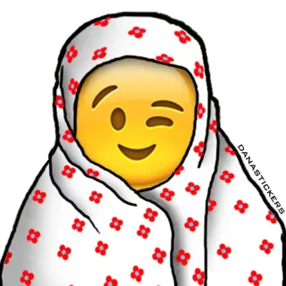😉 Emoji, Knipoog, Dekentje, Bloem, Gezellig telegram sticker