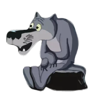 😅 Lobo desenho, Animal, Personagem, Sentado, Cinzento telegram sticker