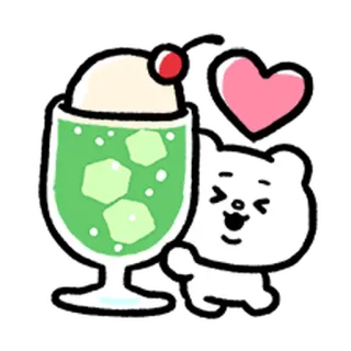 💨 かわいい, くま, 飲み物, アイス, ハート, キュート telegram sticker