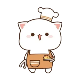 👩‍🍳 cat, chef, cooking, cute, apron, food whatsapp sticker