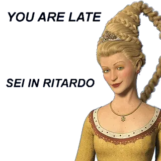 ⌚ Princess Fiona Shrek YOU ARE LATE
GET IN RIZZARDO princesa, filme, conto de fadas, desenho animado whatsapp sticker