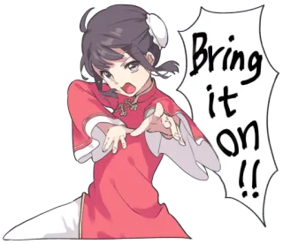 😠 Bring it on!! Anime, Garota, Manda ver!, Luta, Desafio, Desenho animado, Ilustração telegram sticker