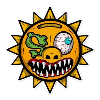💰 태양, 달러, 만화, 괴물, 눈, 미친 telegram sticker