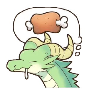🤤 dragon, viande, nourriture, dessin animé, fantaisie, animal telegram sticker