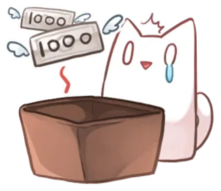 😢 gato, dinero, triste, billetera, vacío whatsapp sticker
