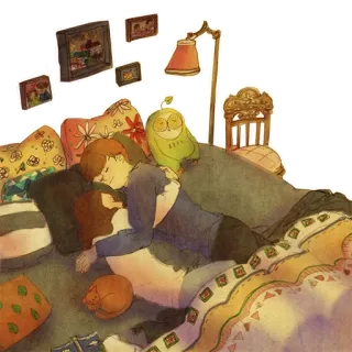 😴 pasangan, tidur, kucing, imut, cinta whatsapp sticker
