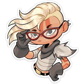 🤓 Dessin animé, Personnage, Lunettes, Gants, Autocollant telegram sticker