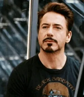 😐 Tony Stark Iron Man BLACK SABBATH Tony Stark, Black Sabbath, Homem de Ferro, Marvel, Filme, Robert Downey Jr. telegram sticker