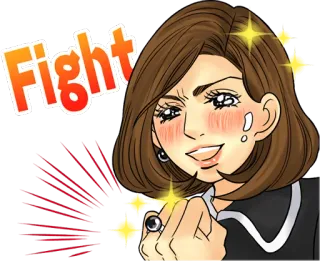 💪 Fight mujer, ánimo, lucha, aliento, positivo, dibujos animados, personaje whatsapp sticker