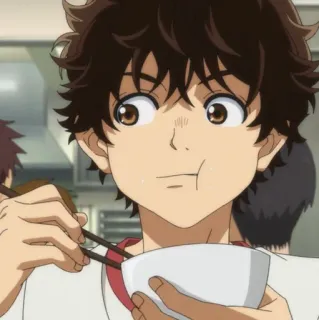 🙂 アニメ, 食べる, 食べ物, 少年, 箸 whatsapp sticker