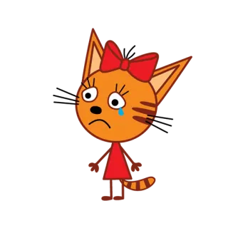 😢 gatto, triste, piangendo, cartoni animati, carino, arancione, fiocco whatsapp sticker