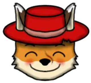 😊 fox, hat, animal, cartoon, cute, cheerful telegram sticker