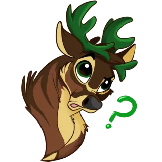 ❓ олень, мультфильм, вопросительный знак, животное, лес, природа, милый telegram sticker