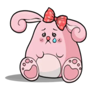 😢 triste, conejo, lindo, rosa, llorando, kawaii telegram sticker
