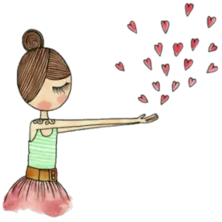 💕 coeurs, fille, amour, dessin animé, mignon whatsapp sticker