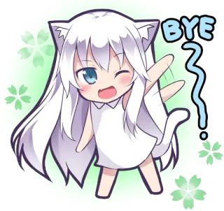 👋 Bye Anime, Gadis kucing, Chibi, Imut, Kawaii, Selamat tinggal, Melambai telegram sticker