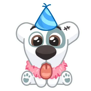 😛 dog, party, cute, animal, cartoon, sticker telegram sticker