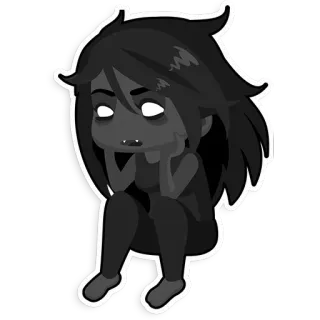 😔 Chibi, Triste, Sombre, Dépression, Noir, Fille telegram sticker