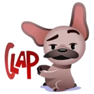 🤗 CLAP cão, palmas, aplausos, buldogue francês, animal, emoção, celebração telegram sticker