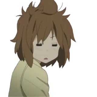 😑 anime, cartone animato, assonnato/a, ragazza, carino/a, chibi whatsapp sticker
