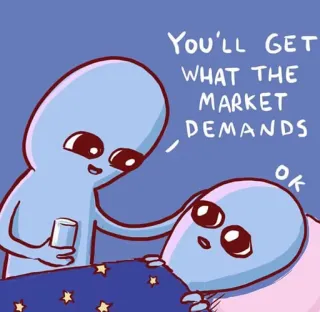 ☺️ You'll get what the market demands, ok 宇宙人, 市場の需要, 面白い, 漫画 telegram sticker