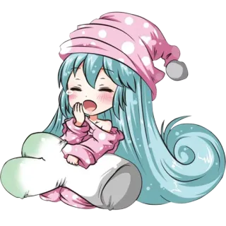 😪 Anime, Mädchen, verschlafen, Pyjama, süß, kawaii telegram sticker