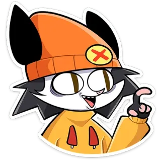 ☝️ cartoon, personage, animatie, kat, sticker, oranje, zwart, wit telegram sticker