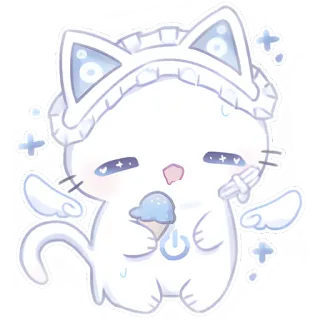 🍦 고양이, 새끼 고양이, 아이스크림, 귀여운, 카와이, 치비, 천사 telegram sticker