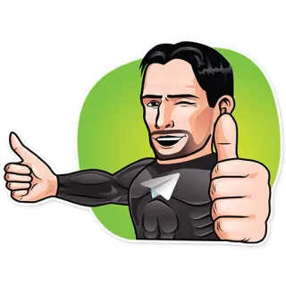 👍 pollice in su, approvazione, telegram, sticker, cartone animato, uomo, successo telegram sticker