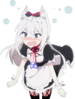 😳 Anime, Maid, Chica Gato, Kawaii, Lindo, Chica Anime telegram sticker