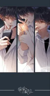 🚬 偷偷藏不住 Rauchen, Zigarette, Anime, Zeichnung, Asiatisch, Männlich, Licht whatsapp sticker